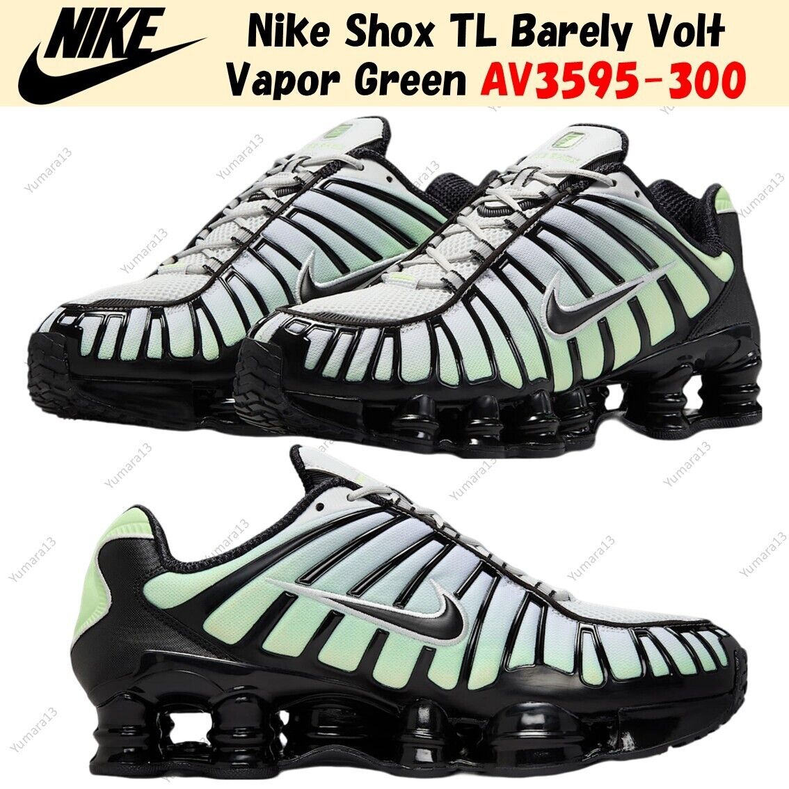 NIKE ショックスTLレスアッフスニカ AV3595 300 Nike Shox TL Barely Volt Vapor Green AV3595-300 Men's Size