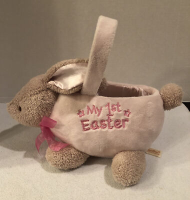 My 1st Easter Egg Basket Pink Girls Bunny Rabbit Soft Plush Dan Dee First New 