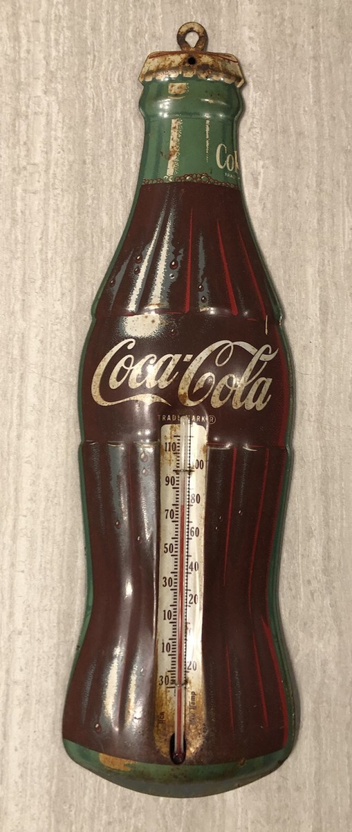 ROBERTSON ANTIQUE COLLECTIBLE COCA COLA THERMOMETER VINTAGE TIN