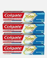 4 piece Colgate Total Whitening Toothpaste Gel, 5.1oz - with free toothbrush 