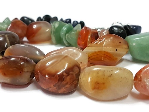 🚨Vintage Necklace Natural Agate Precious Polished Gem Stone Aventurine Bead 16" - Picture 16 of 17