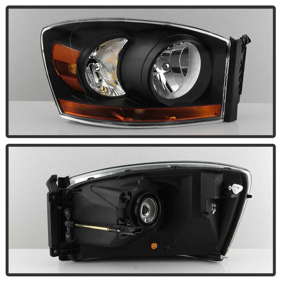 2006 2007 2008 Dodge Ram 1500 2500 3500 w/Black Bezel Headlights 06-08 Headlamps - Image 3 of 4