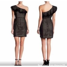 J Crew Collection One Shoulder Ruffle Black Eyelet Dress Size 2