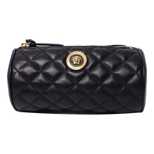Auth Versace Black Vintage Sunburst Logo Handbag Excellent