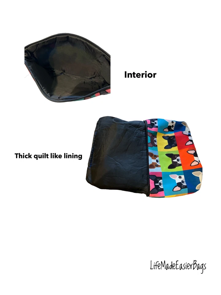 Bulldog Francés Novedad Bolsa de Cosméticos Artículos de Aseo Maquillaje Bolsa Cremallera Organizador Divertido Regalo Foto 4 de 4