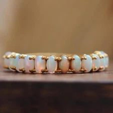 Dainty Fire Opal Engagement Ring, 925 Sterling Silver Gold Plated Wedding Ring