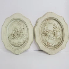 Two Vintage Byron Molds 1972 Boy Sailor And Dog Girl And Boy Fishing Plaster 
