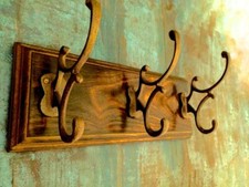 Garderobe Martino mit 3 Messing-Haken, Kleidergarderobe Flur oder Bad Antik-Look