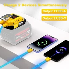 Multi-Functional USB Charger Adapter Kit for Dewalt 20V Battery, Portable Dual U