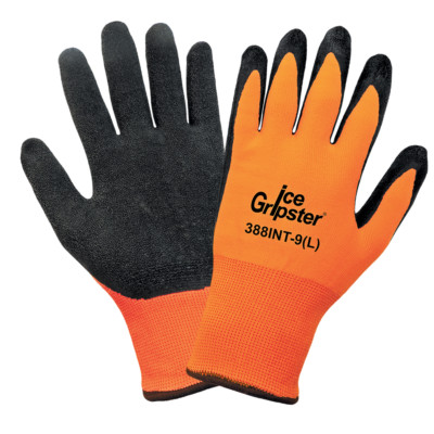 Global Glove 388INT Ice Gripster Orange/Black Rubber Winter Gloves (M-XL)