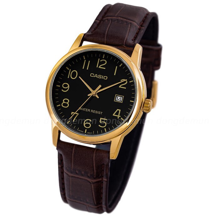 Casio MTP-V002GL-1BDF Leather Band Men Watch Brown date Original