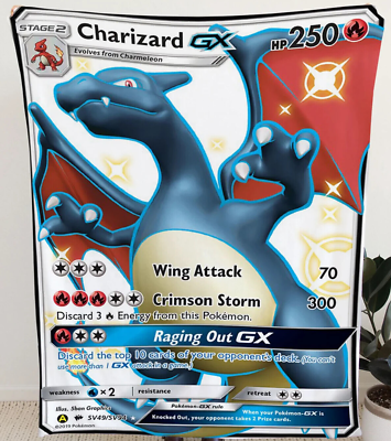 READ Pokemon Sun & Moon Hidden Fates SV49 Full Art/Charizard GX!! BLANKET  50x60 | eBay
