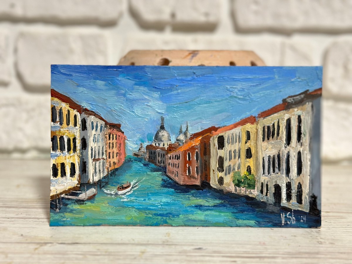 Italy Venice ORIGINAL Oil Painting Gondola Art Cityscape Painting