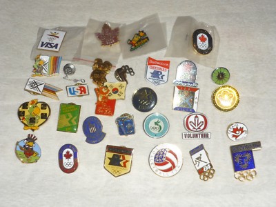 Awesome 30pc Vintage Olympic & Pan Am Games Enamel Pin Lot 1984 88 92 
