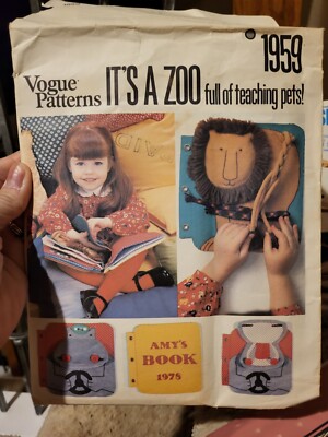 Vintage Vogue 1959 Zoo Animals Educational Cloth Book Toy Pattern New