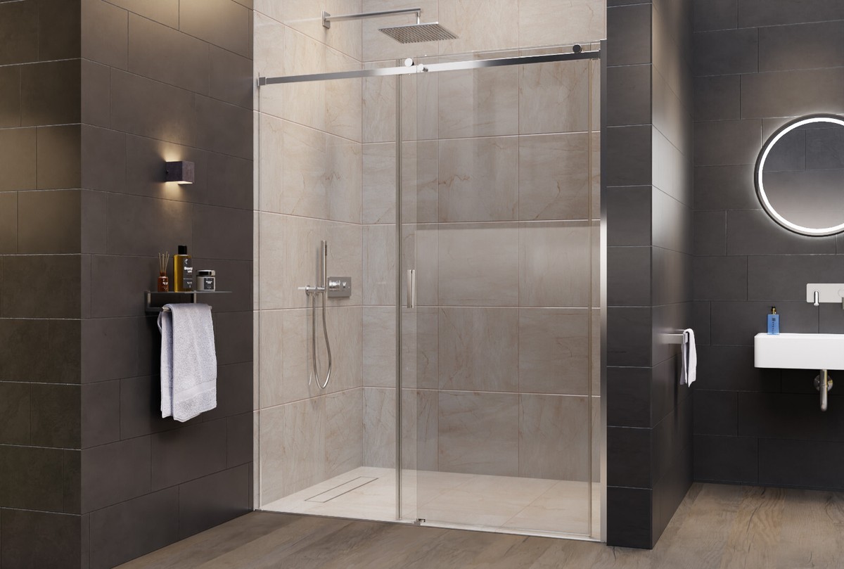 BERNSTEIN Duschkabine NT806 FLEX – 100x80cm, Schiebetür, ESG-Glas 6mm, Nano-Beschichtung, Chrom
