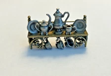 RARE  Vintage Sweet Romance Alice Tea Shelf Brooch USA