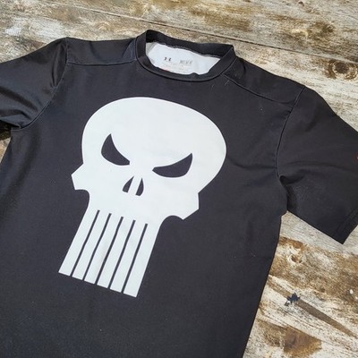 Under Armour Compression Shirt Mens Medium Black Alter Ego Punisher Athletic