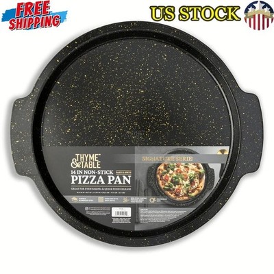 14 in Non-Stick Pizza Pan Durable Metal Oven Safe Baking Dish Easy Cleanup Round