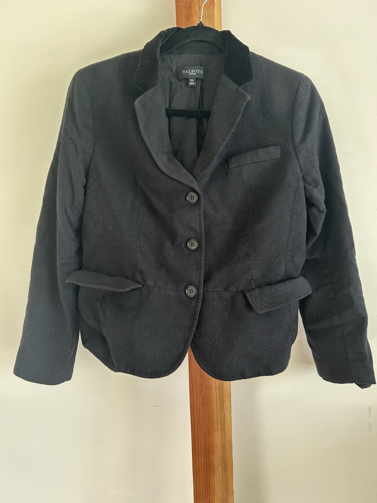 Talbots Black Button Short Blazer Collared Lined … - image 1