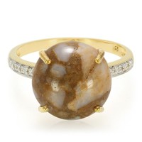 Cavill 925 Silber Ring Dinosaurierquarz 6,47Ct WeißEr Topas Vintage- Echtschmuck