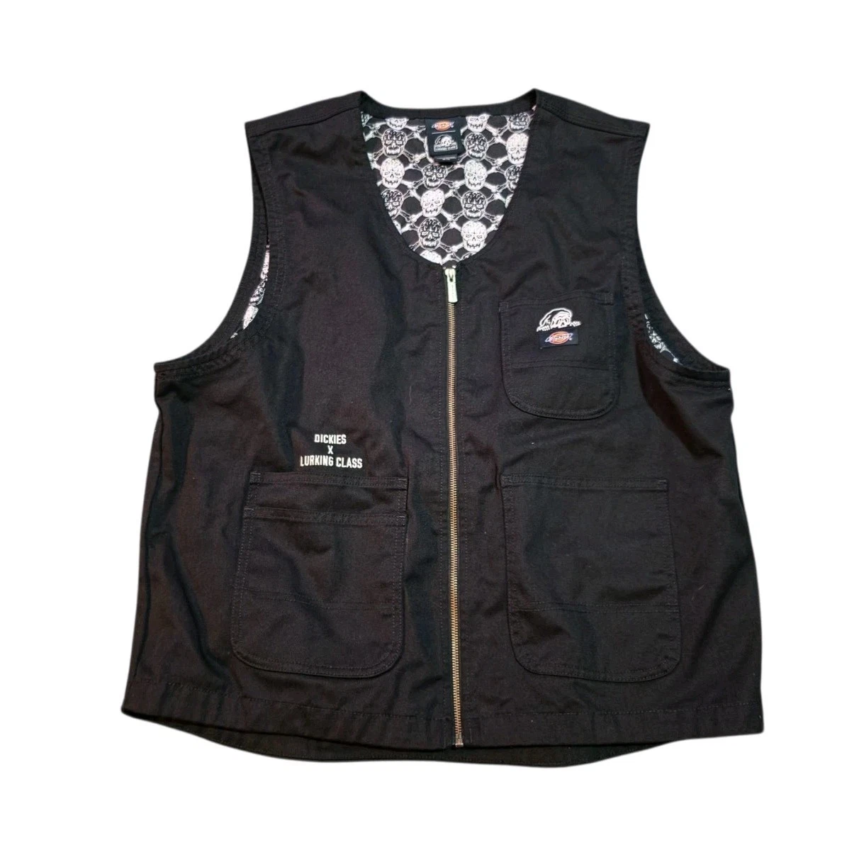Dickies x Lurking Class Collab Canvas Black Oversized Vest Full-Zip Size M - product detail image 1