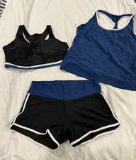 3 Piece Athletic Wear Outfit. Tank, Bra, Shorts Size Large
