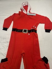 Kids Santa Claus Red Fleece One-piece Pajamas Size L/XL Ages 12-14