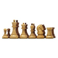 Dubrovnik 1950 Vintage Reproduction 3.75" Chess set- Natural Boxwood/Golden Wood