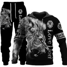 Printed Hoodie  Pants Suit Men/Women 2 Pcs Sportwear Tracksuit Set Winter Men's