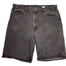 Levis 550 Shorts Mens 42 Black Orange Tab Relaxed Fit Grunge Denim USA Vintage