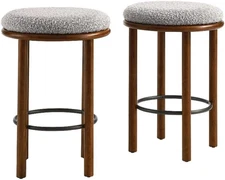 Fable 26 Inch Backless Counter Stools Set of 2 in Walnut Taupe - Kitchen Stools 