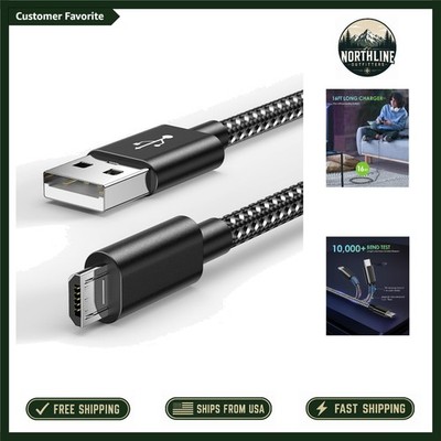 16 FT PS4 Controller Charger Cable - Durable Braided Nylon & High-Speed Sync