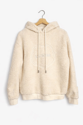 Kickers Classics Borg Teddy Hoodie w Fleurette Embroidery Ecru Small NEW