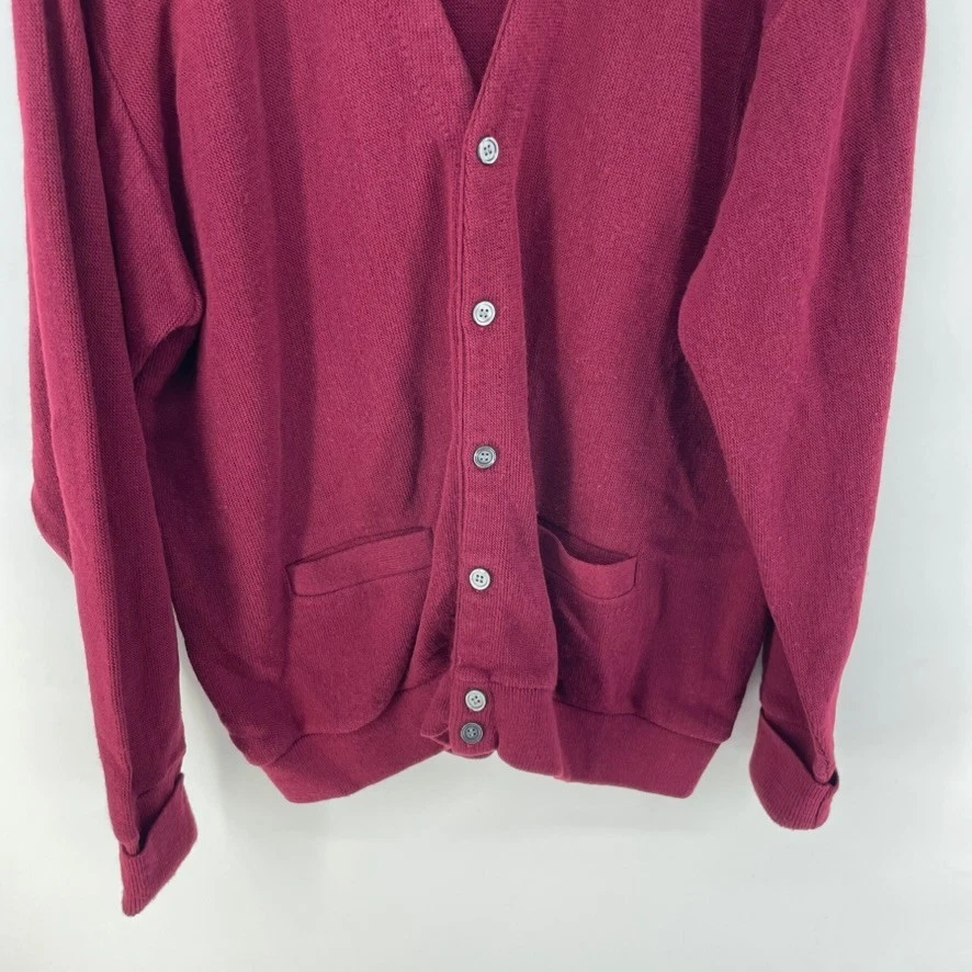 Cárdigan Suéter De Colección Geoffrey Beene Para Hombre Talla Grande Borgoña Abuelo Foto 4 de 4