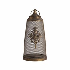 Candelabro de metal adornado disco ornamental linterna candelabro tapa abovedada