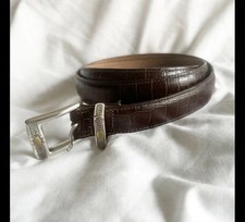 Talbots Croc Embossed Brown Leather Belt XL Made in USA