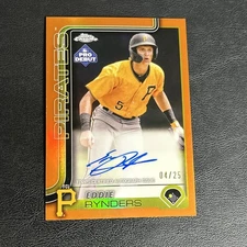 2025 Topps Chrome Pro Debut Eddie Rynders Orange Auto /25 On Card Pirates 