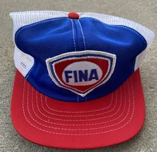Vintage Snapback Trucker Hat Cap Patch Fina Oil Mesh K Brand USA Swingster
