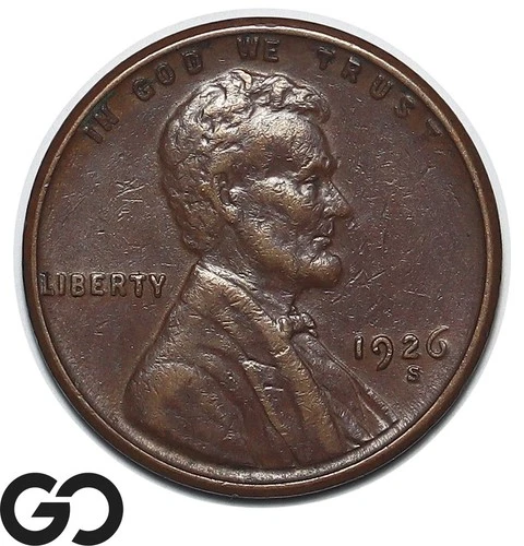 1926-S Lincoln Cent Wheat Penny, Choice AU++ Better Date