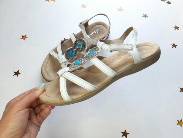 Women Clarks Sandals White 36