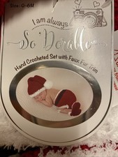NWT So  Dorable Hand-Crocheted Santa Claus Set with Faux Fur Trim Sz 0-6 months