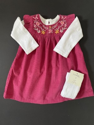 Baby Mädchen rosa bestickt Kleid Set 9/12 Monate