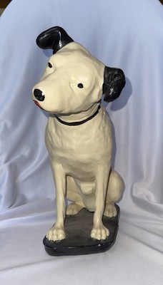 Vintage RCA Advertising Nipper Dog Chalkware Statue Jack Russell Terrier 14.5''