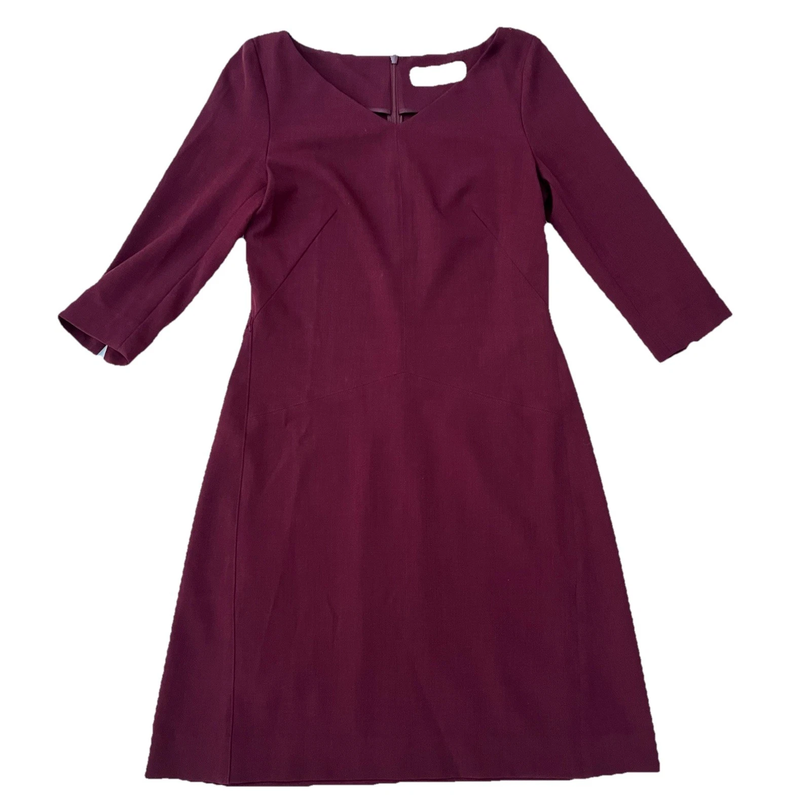 VETEMENTS M.M. Abito Lafleur The Alexandra A Line scollo a V elasticizzato abbigliamento da carriera taglia 2 Claret