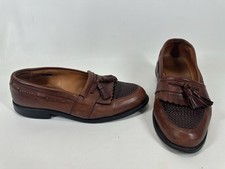Allen Edmonds Cody Brown Woven Leather Kiltie Tassel Loafers Men's Size 10 EEE