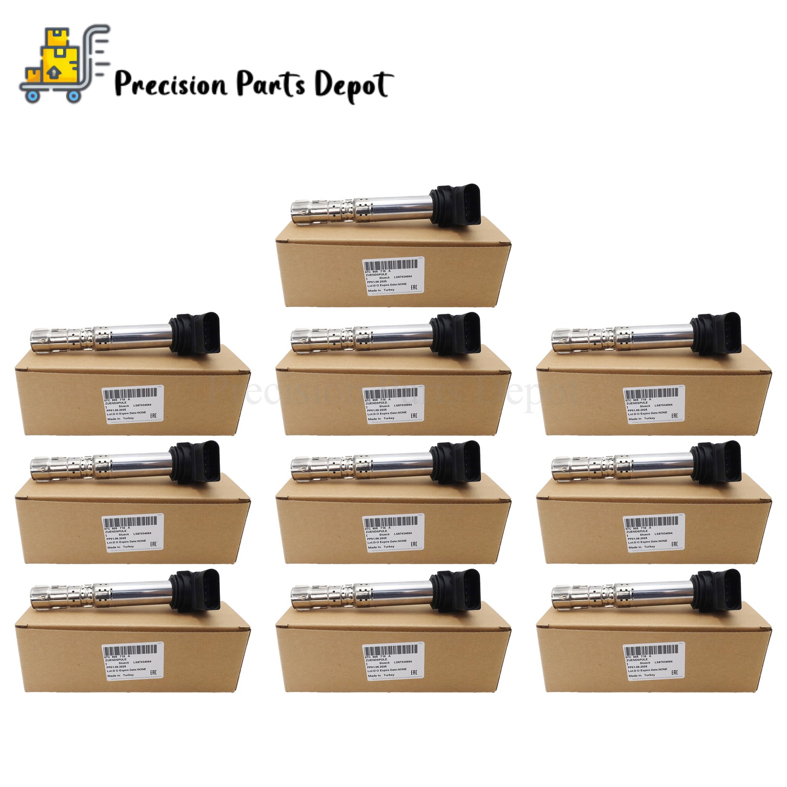 10PCS 07C905715A Ignition Coil Kit For 03-12 Bentley W12 6.0L 05-09 Audi A8 6.0L