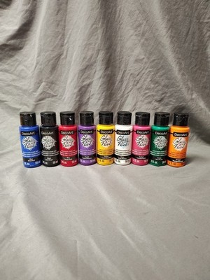 Acrylic Glass Paint Set   Primary Colors, 9 Bottles (2 fl oz)   New, Sealed 