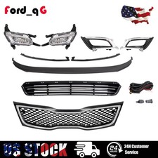 For Kia Optima 2014-2015 Front Upper Bumper Grille Chrome Trim Wfog Lights Set For Kia Optima 2014-2015 Front Upper Bumper Grille Chrome Trim Wfog Lights Set