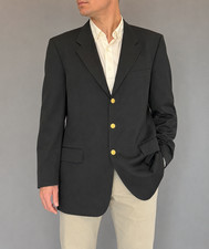 Yves Saint Laurent Pour Homme Black Wool Blazer Jacket Gold Button Men